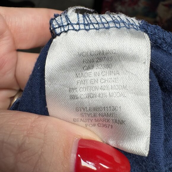 Volcom Blue Polka Dot Racerback Tank Top M/12 Cotton Modal Blend Womens Sleevele - Picture 3 of 8